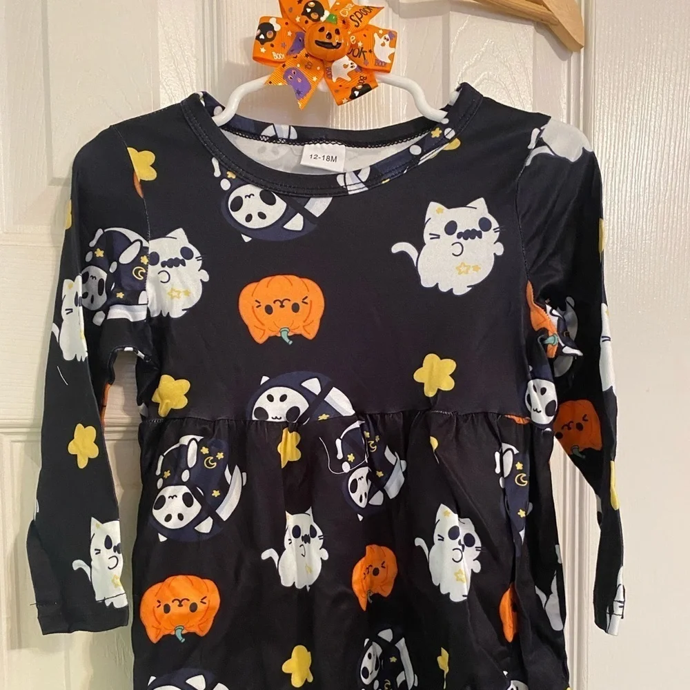 New Halloween Dress & Hair Bow